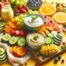 Image healthy snacking, fruits, vegetables, yogurt